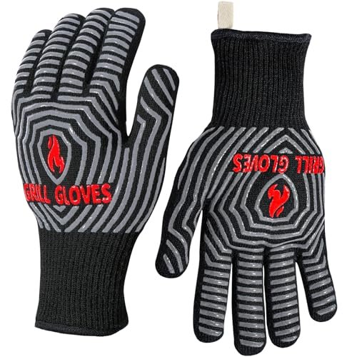 QUWIN BBQ Gloves, Oven Gloves, 1472℉ Extreme Heat Resistant...