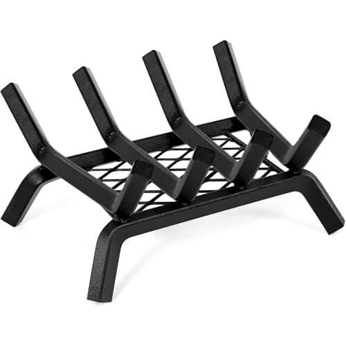 Fireplace Grate with Ember Retainer - Wrought Cast Iron, 14