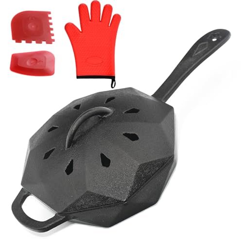 Aurionix Cast Iron Skillet with Lid Pre-seasoned and Grill...