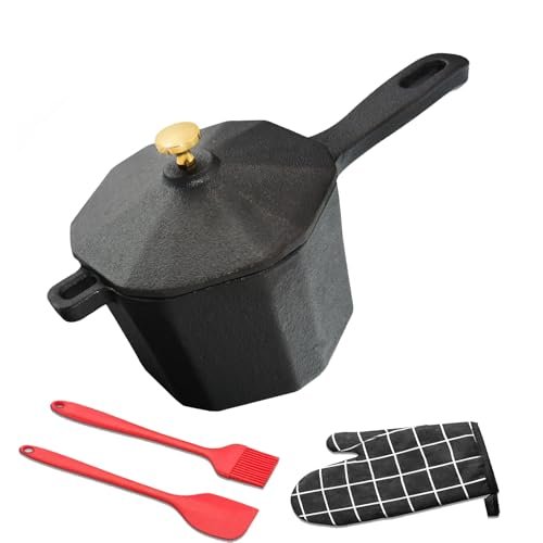 UKENEM Cast Iron Sauce Pan with Lid, Accessories Included.