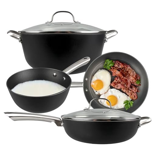 Cuisiland 4-Piece Honeycomb Cast Iron Cookware Set –...