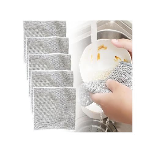 5pcs Multipurpose Wire Dishwashing Rags for Wet and Dry...