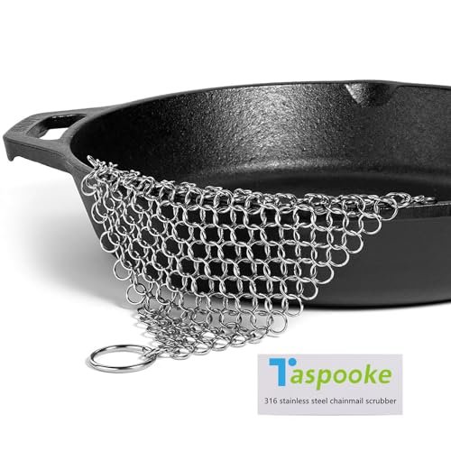 Cast Iron Scrubber, XL 10''x10'' Chainmail scrubber, for...