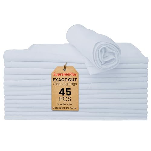 SupremePlus Premium Exact Cut White T-Shirt Cleaning Rags,...