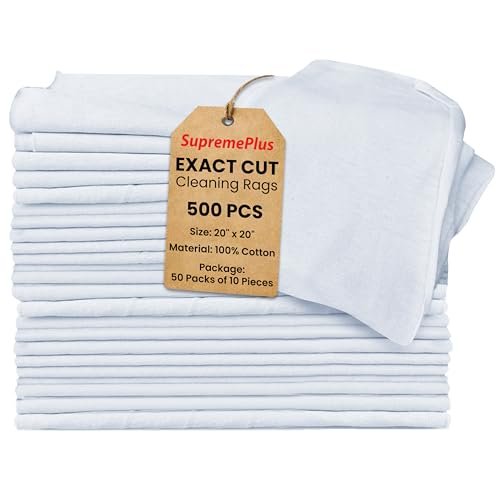 SupremePlus Premium Exact Cut White T-Shirt Cleaning Rags,...