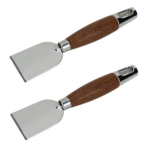 EIKS 2 Pack Stainless Steel Scraper with Wooden Handle for