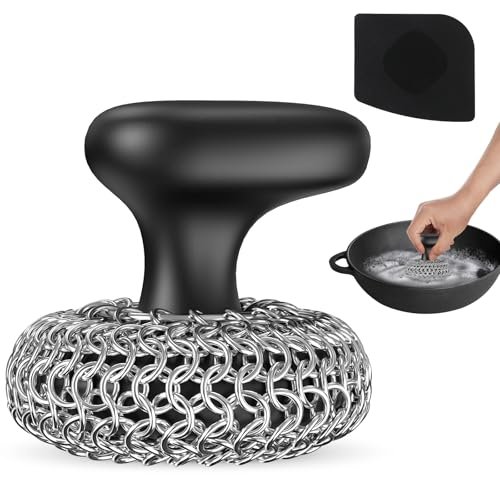 Purgreat Cast Iron Scrubber | Dish Scrub Brush Chainmail...