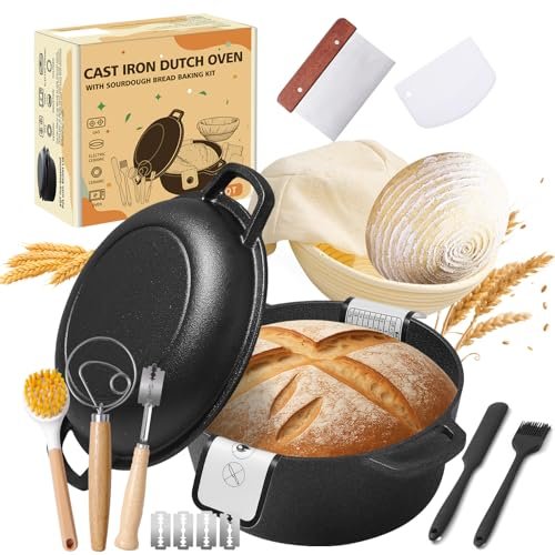 Pre-Seasoned Cast Iron Dutch Oven for Bread with Complete...