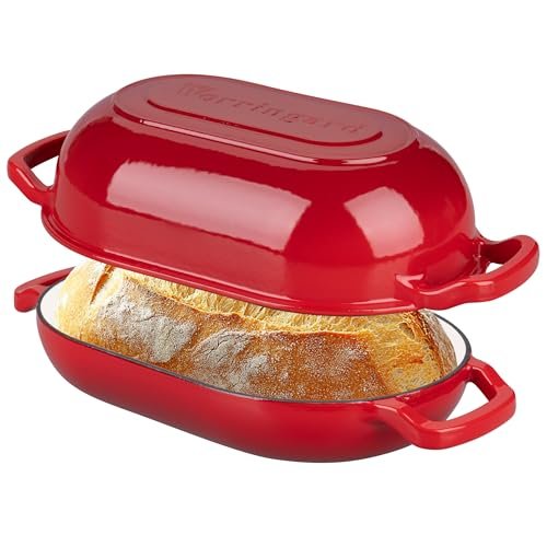 VORRINGARD Enameled Cast Iron Sourdough Bread Oven, 5QT Red...