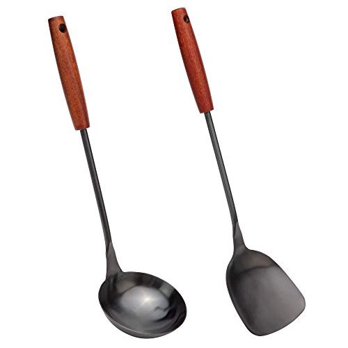 FJNATINH Spatula & Ladle Wok Tool Set, Stainless Steel...