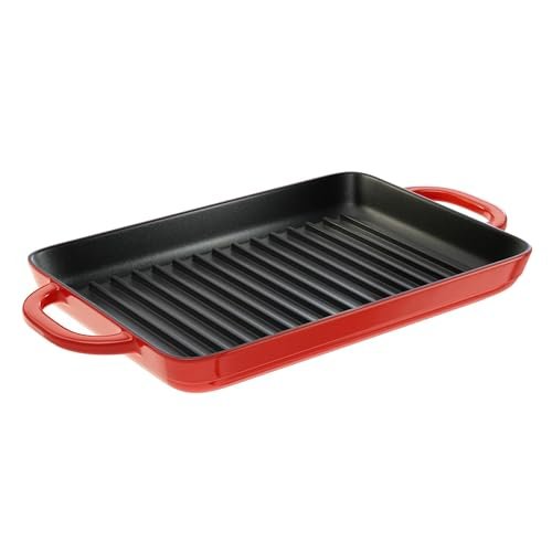 Lodge 12.5 x 8 Inch Enamel Cast Iron Grill Pan