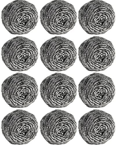 12Pcs Steel Wool Scrubber Pads for Cleaning Pans and...