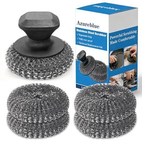 5-Pack Steel Wool Scrubber, Stainless Steel Scrubber Pads...