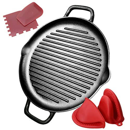 Cast Iron Grill Pan, 12.6 inch Griddle Pan with Dual