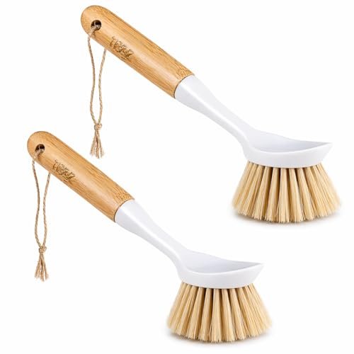 Kitchen Dish & Cast Iron Brush with Scraper and Handle