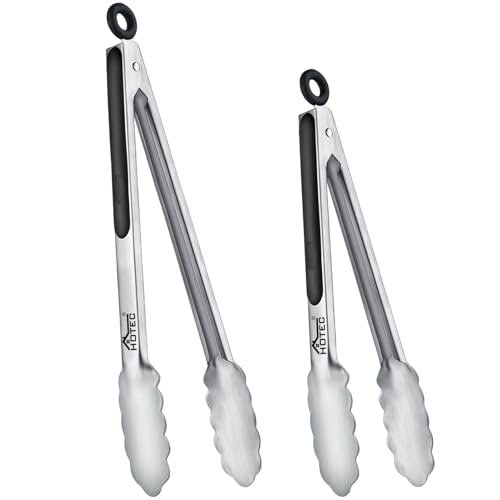 Hotec Stainless Steel Kitchen Tongs, Set of Two Locking...
