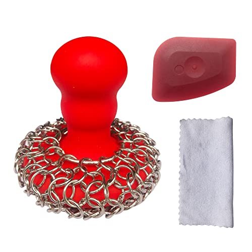 316 Upgraded Chainmail Scrubber with Silicone Handle for...