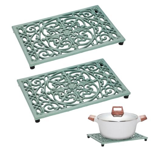 Sumnacon 9.6 x 6.3 Inch Cast Iron Trivet Set