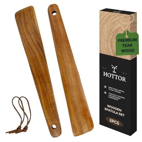 Teak Wood Spatula for Cooking,12.2 Inch Flat Wooden Utensil...
