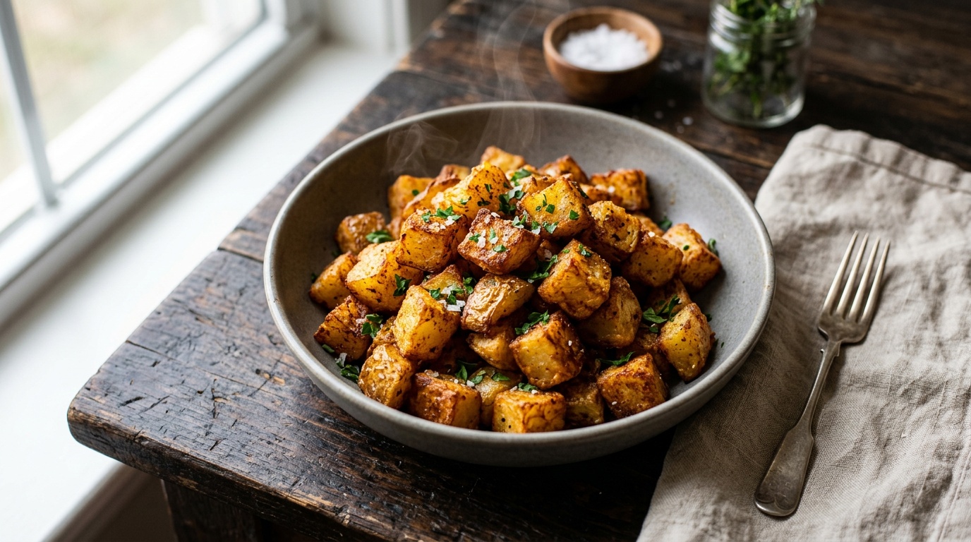 air fryer potatoes recipes golden brown crispy cubes with herbs