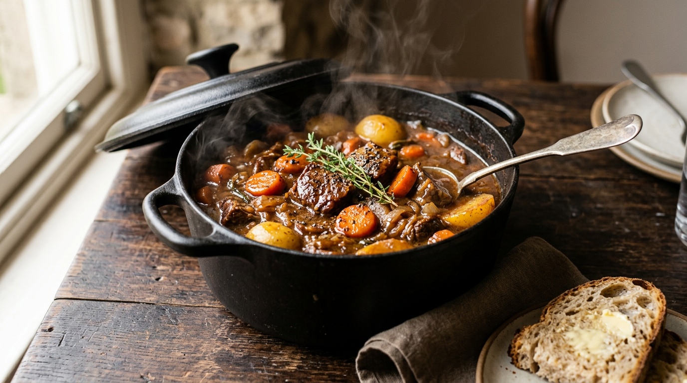 beef stew recipe dutch oven with tender beef and vegetables