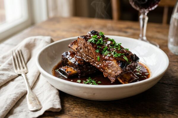 boneless beef short ribs recipe with glossy red wine glaze