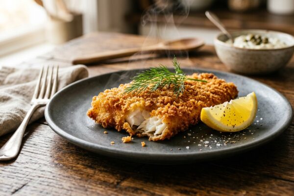 air fryer fish recipes crispy cod fillet on a rustic plate