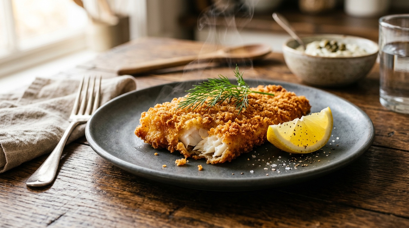 air fryer fish recipes crispy cod fillet on a rustic plate
