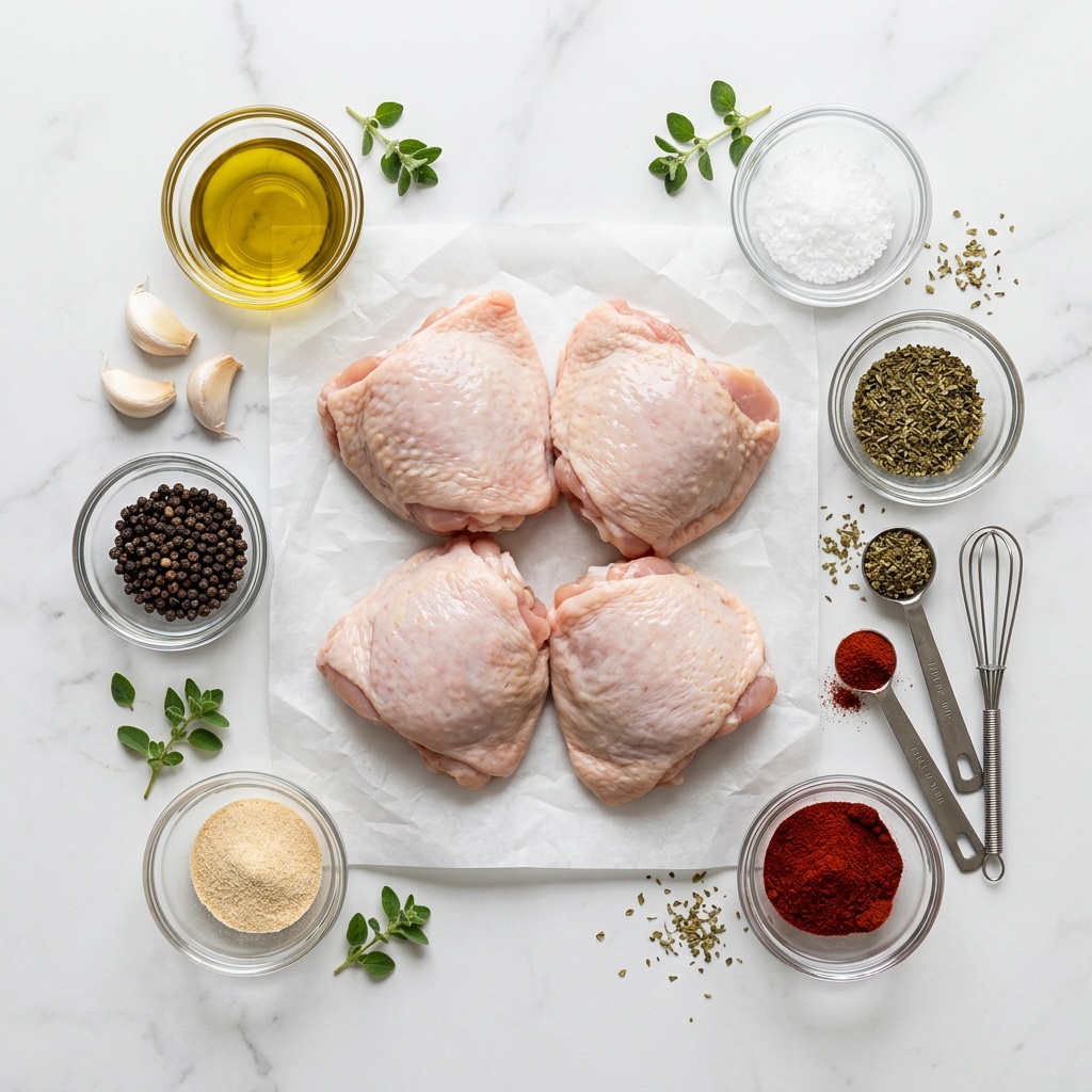 healthy air fryer recipes ingredient flat lay raw chicken
