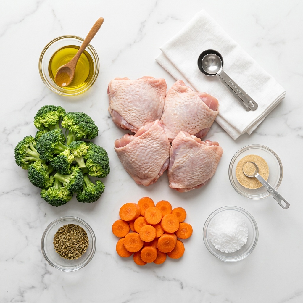 ingredients for ninja air fryer recipes including chicken and broccoli