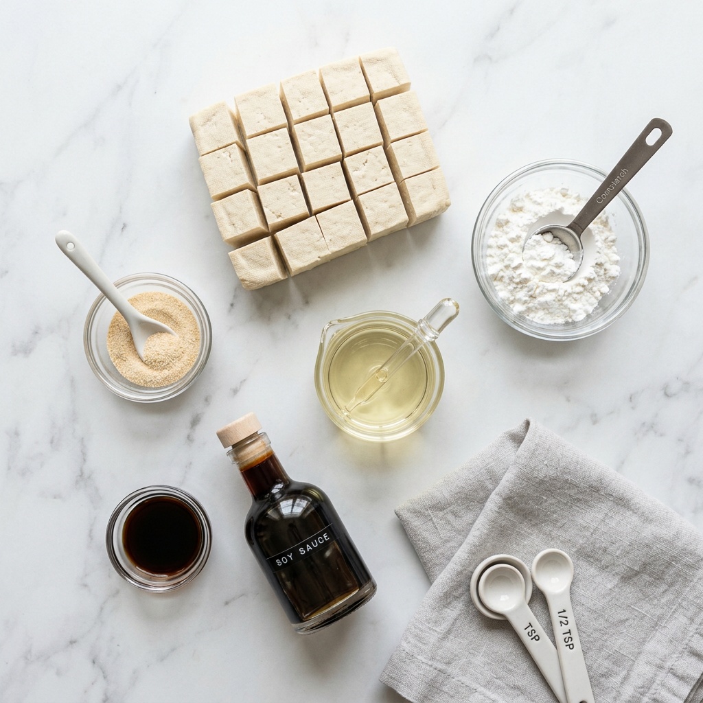 tofu air fryer recipes ingredients flat lay