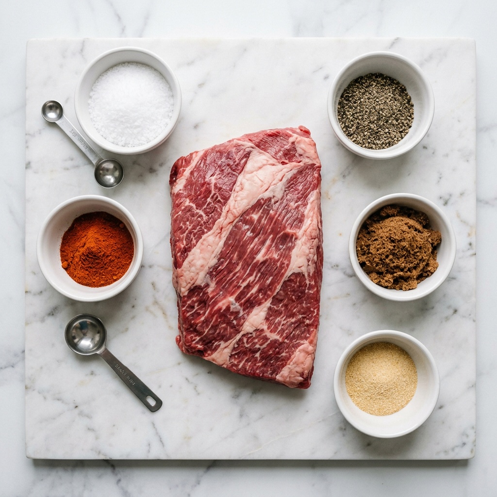 beef brisket recipe oven ingredients laid out flat