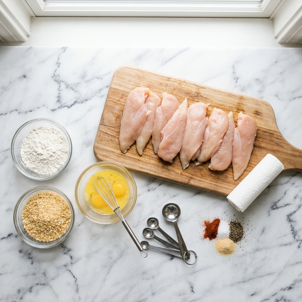 air fryer chicken tenders recipe ingredients flat lay