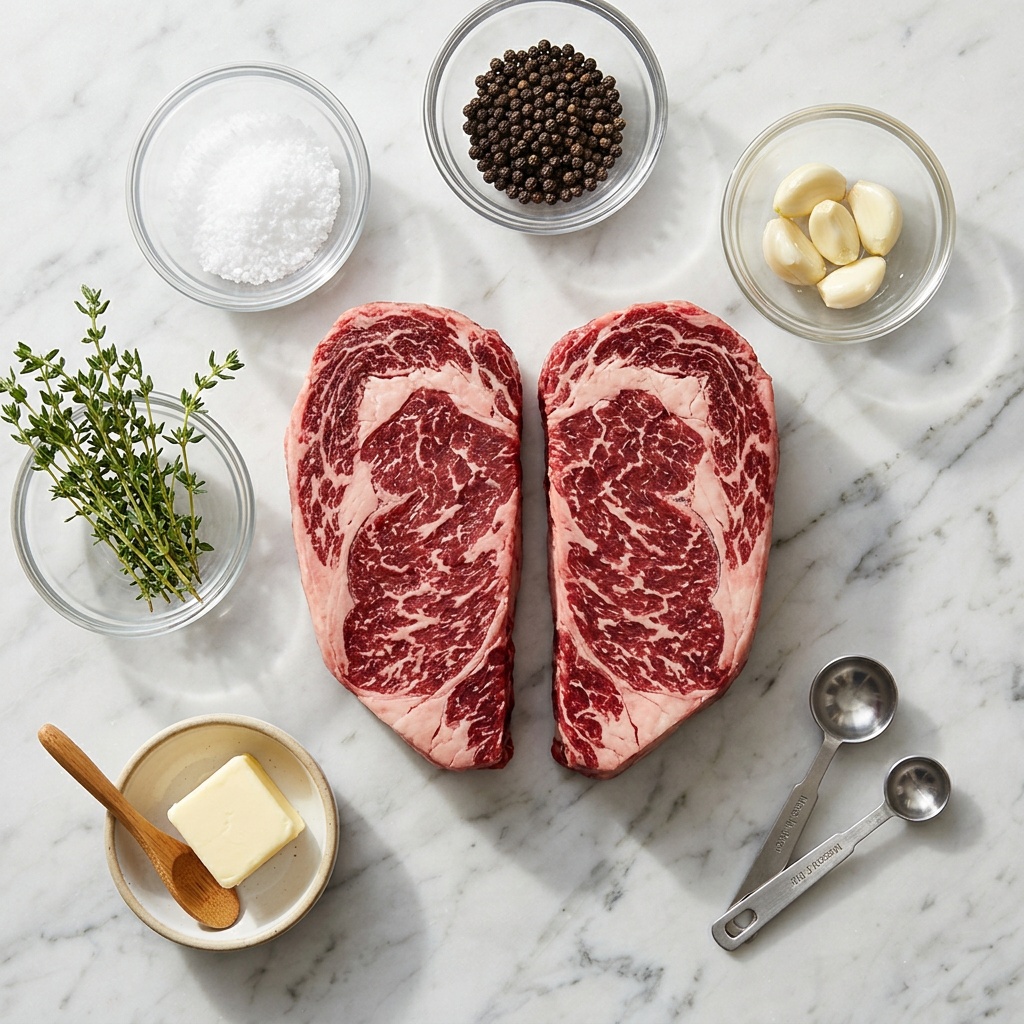 ingredients for chuck rib eye steak recipes including herbs and spices