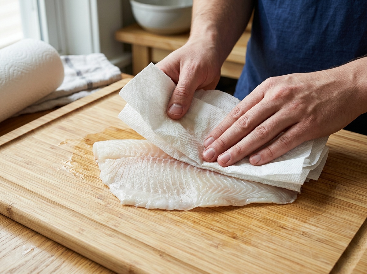 preparing tilapia fillets for air fryer tilapia recipes by drying