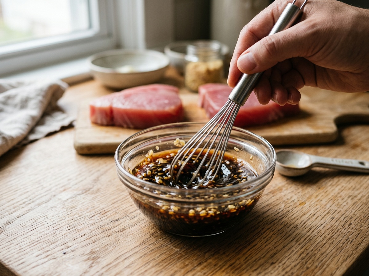 preparing ahi tuna marinade for the ahi tuna steak recipe