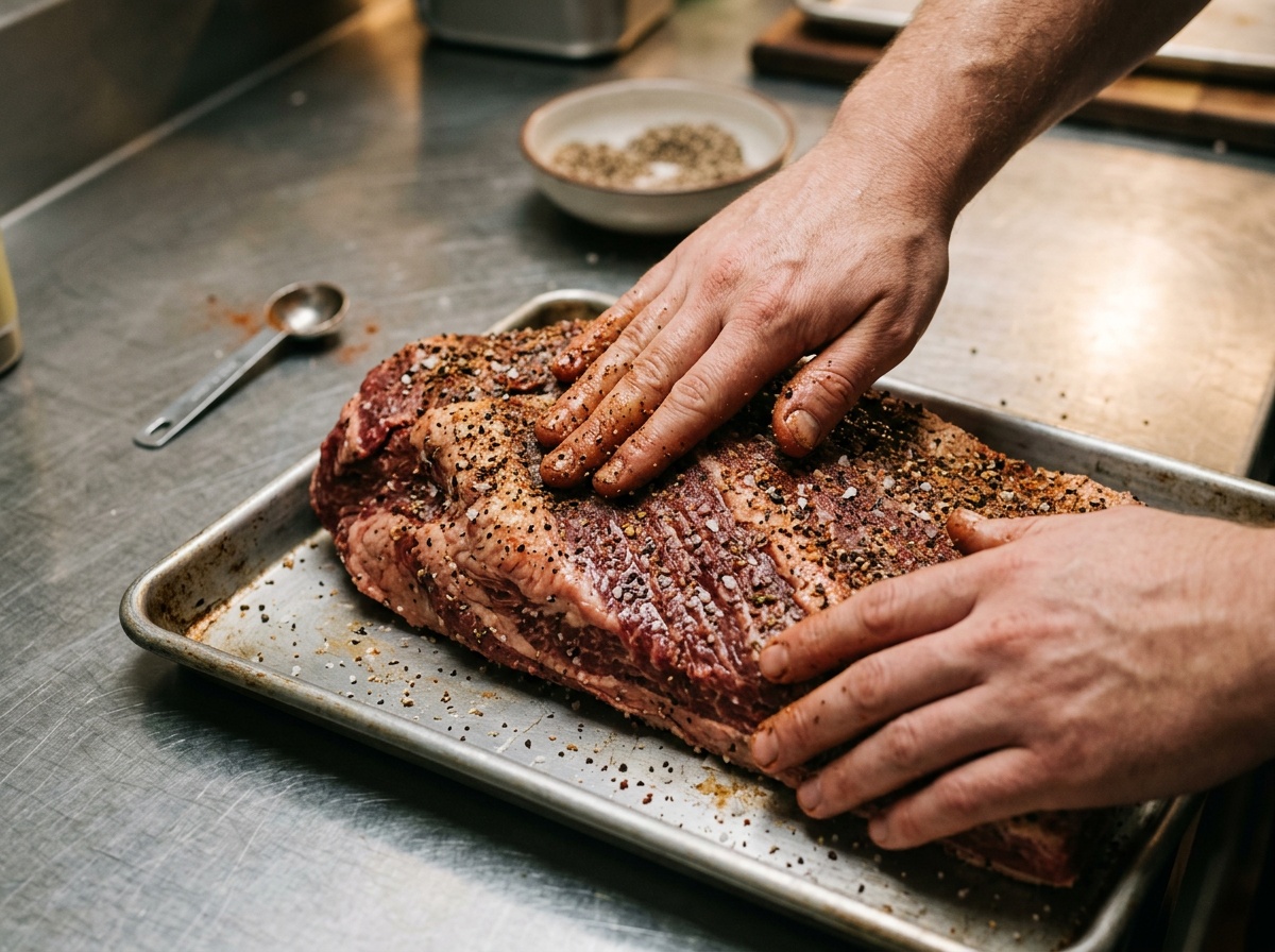 beef brisket recipe oven preparation rubbing spices