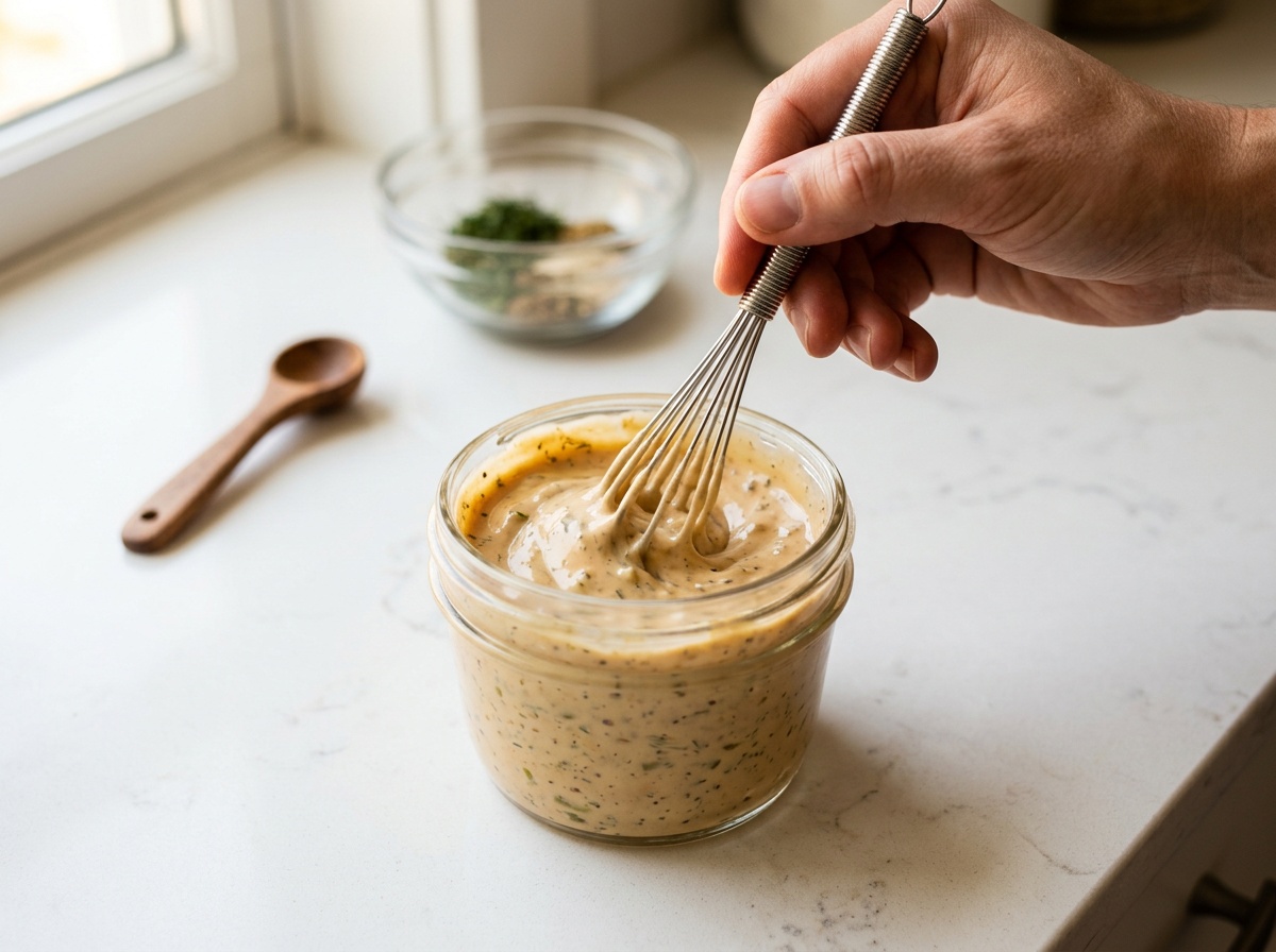 making special sauce for big mac bowl recipe in a jar