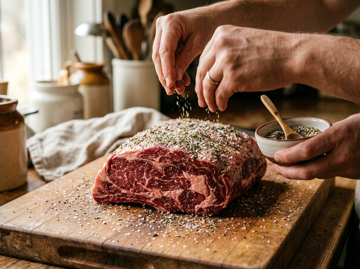 bottom round roast recipe seasoning the beef surface