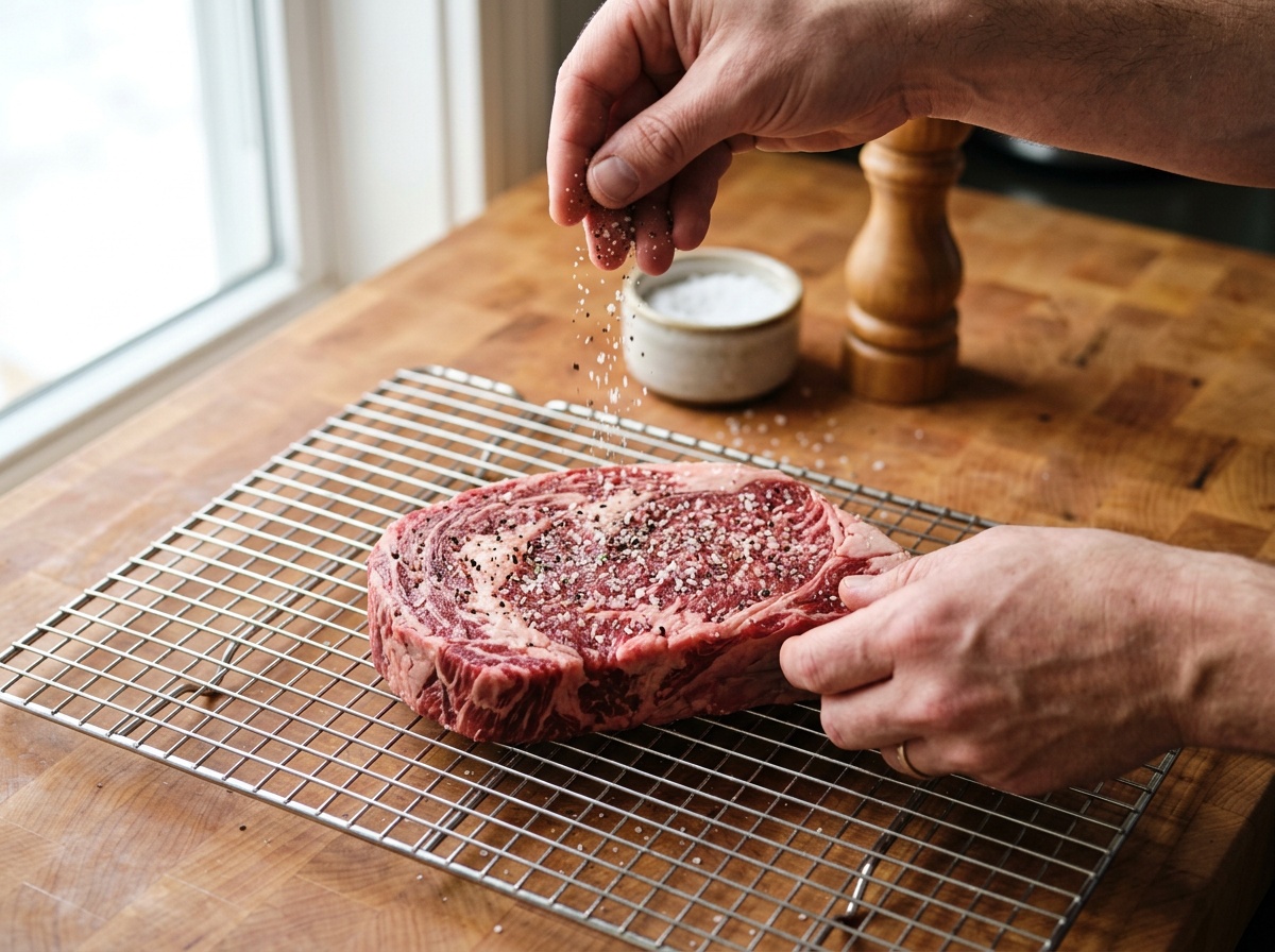 seasoning raw steak for a chuck eye steak recipe