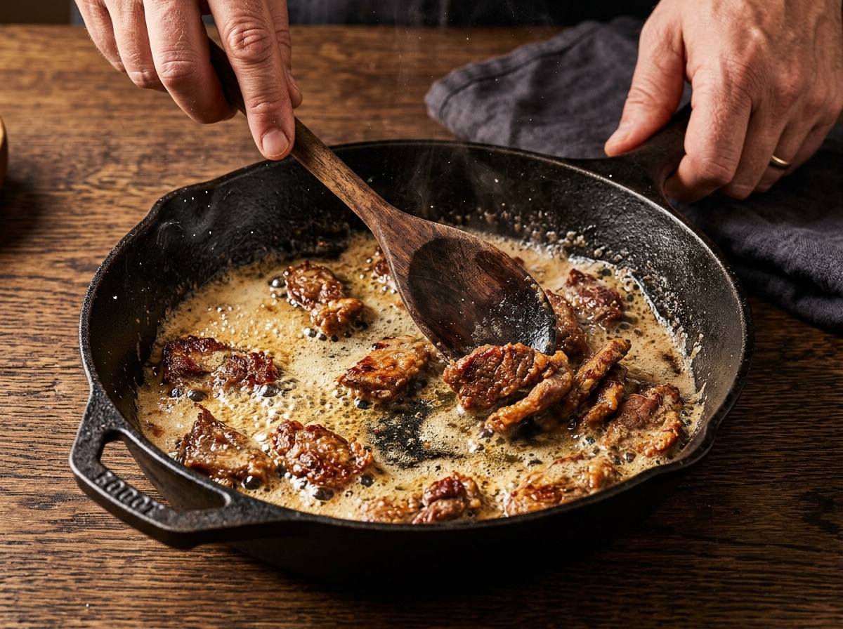 sautéing beef for creamed chipped beef recipe