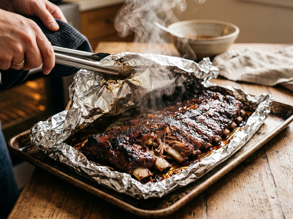 beef ribs recipe oven removing foil after roasting