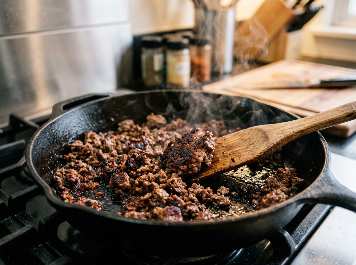 browning ground beef for big mac salad recipe