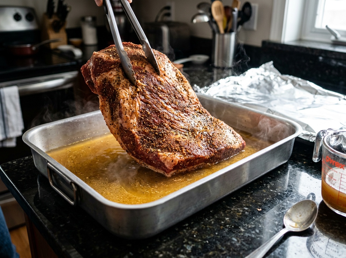roasting corned beef in pan for oven baked recipes.