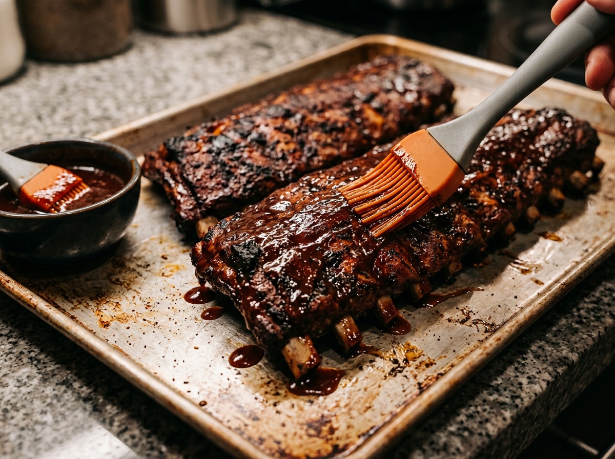 beef ribs recipe oven brushing barbecue glaze