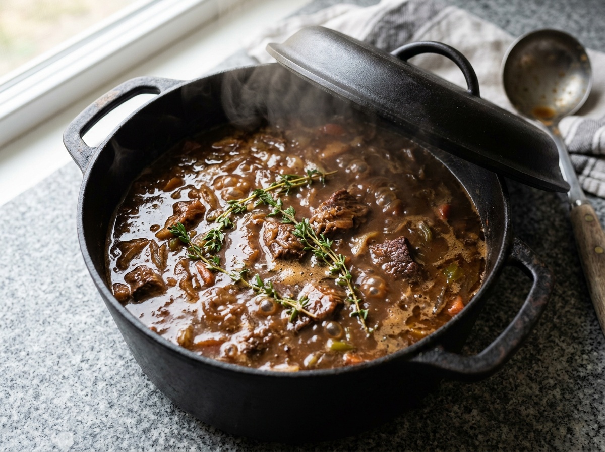beef stew recipe stove top simmering process