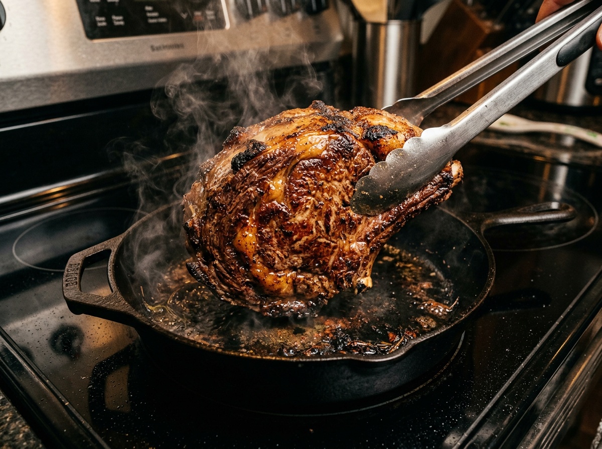 searing the boneless prime rib recipe crust