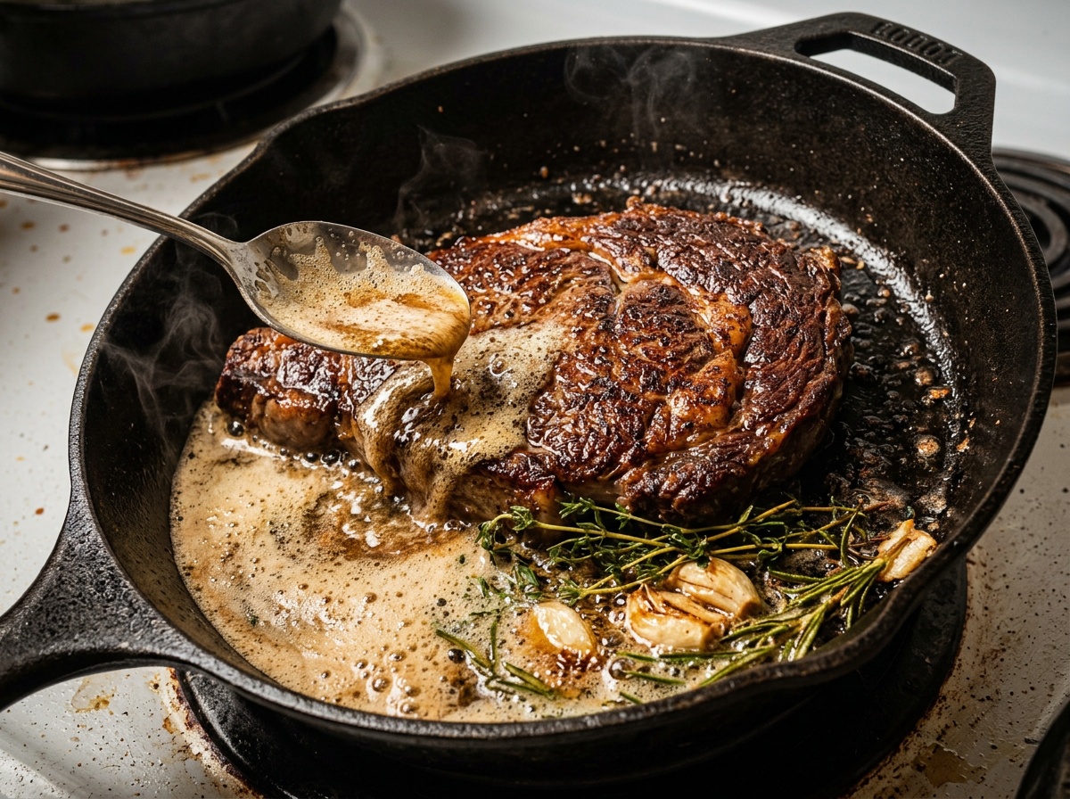 butter basting steak technique for chuck rib eye steak recipes