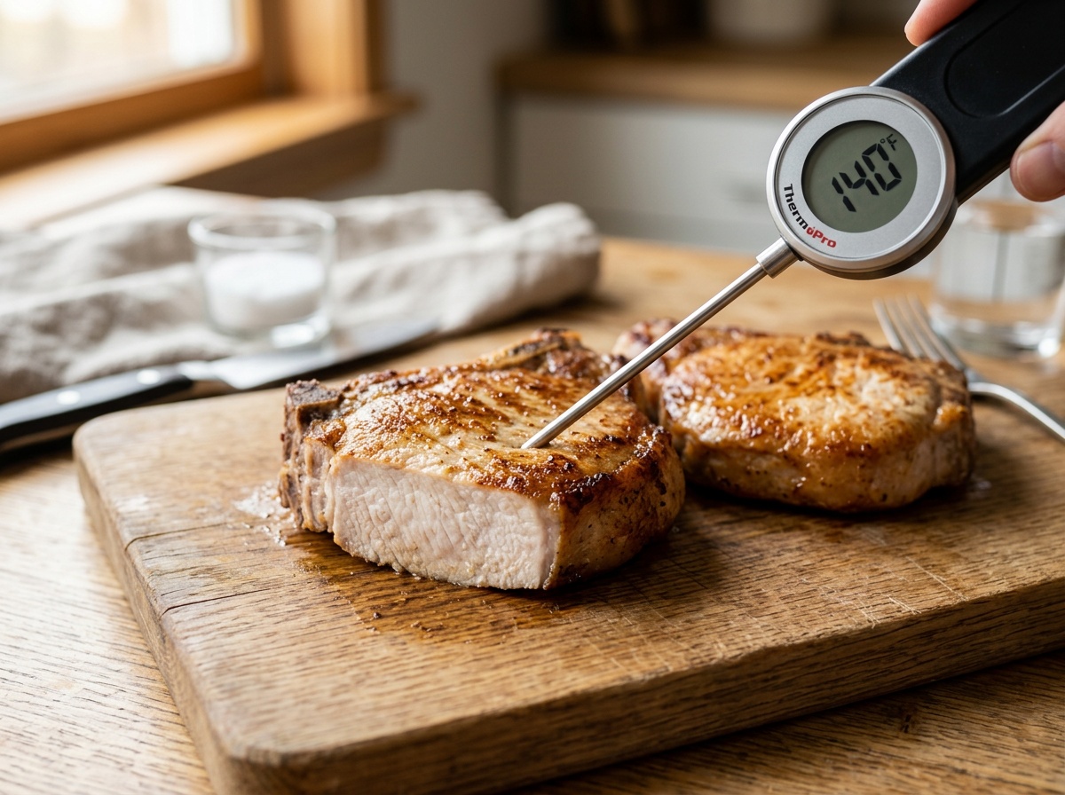 checking temperature for air fryer pork chop recipes