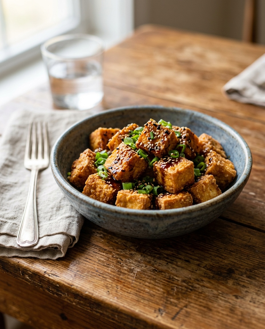 tofu air fryer recipes finished dish serving